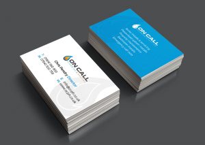On Call rebrand business cards